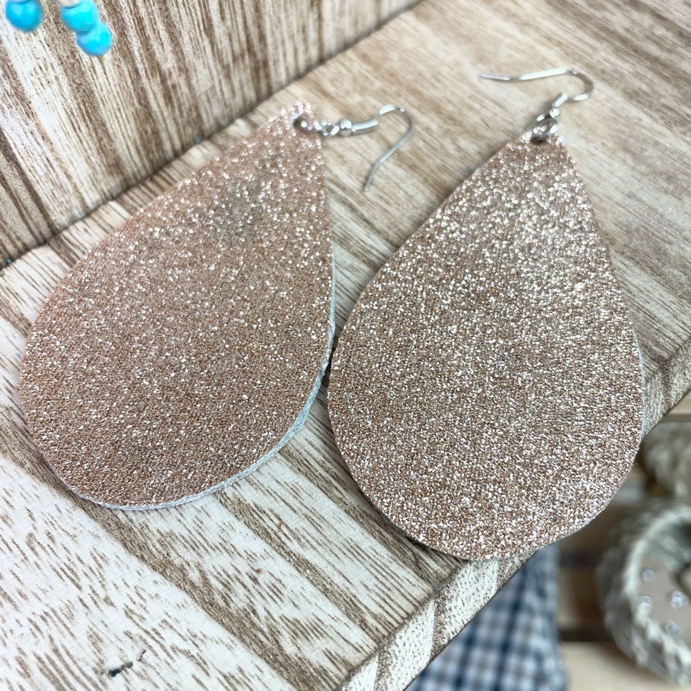 New Gold Glitter Teardrop Earrings